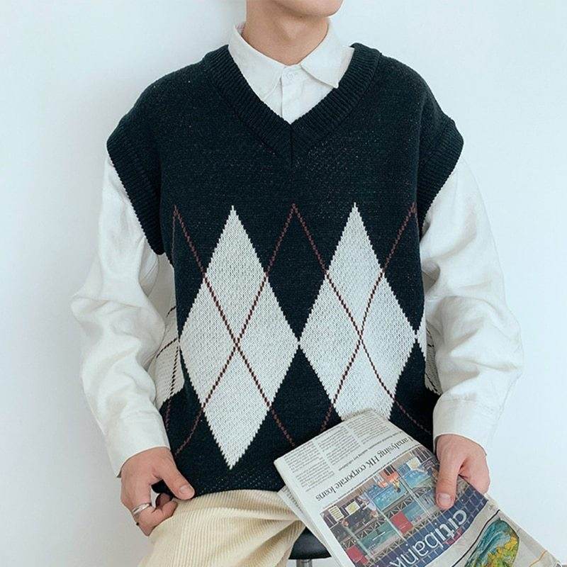 V-neck all-match coat sweater vest - Mubimart
