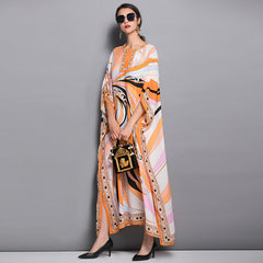 Plus Size Women's New Printed Long Skirt Loose Robe - Mubimart - Plus Size Robe 