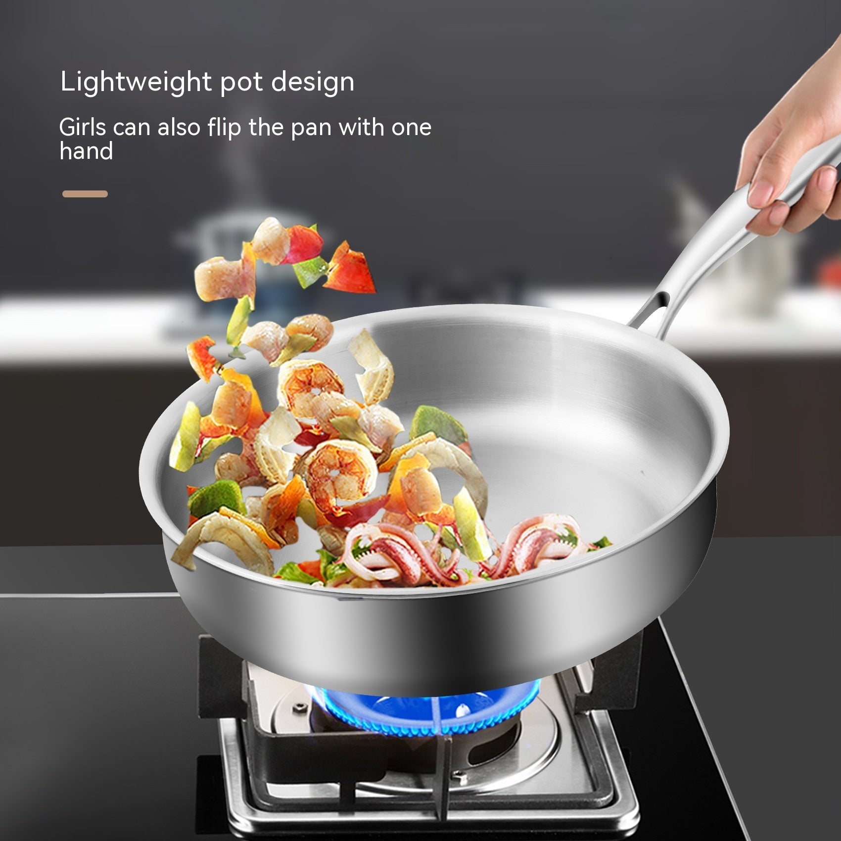 316L Stainless Steel Frying Uncoated Household Pan - Mubimart -  