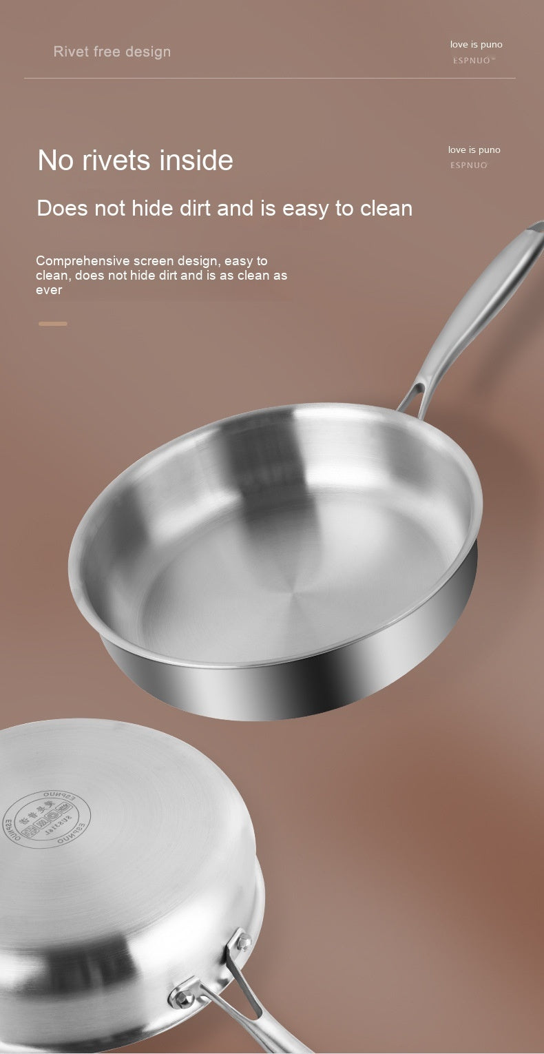 316L Stainless Steel Frying Uncoated Household Pan - Mubimart -  