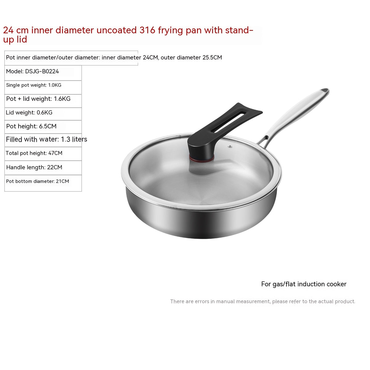 316L Stainless Steel Frying Uncoated Household Pan - Mubimart -  