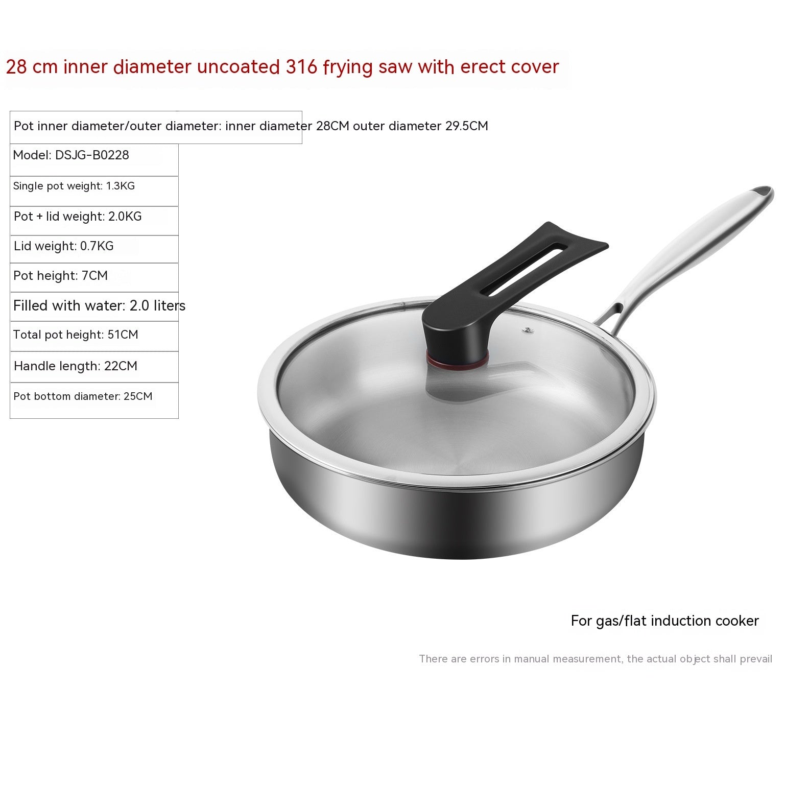 316L Stainless Steel Frying Uncoated Household Pan - Mubimart -  