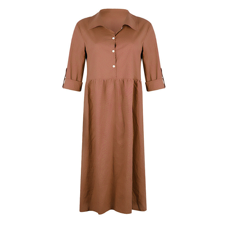 Loose button midi dress - Mubimart -  