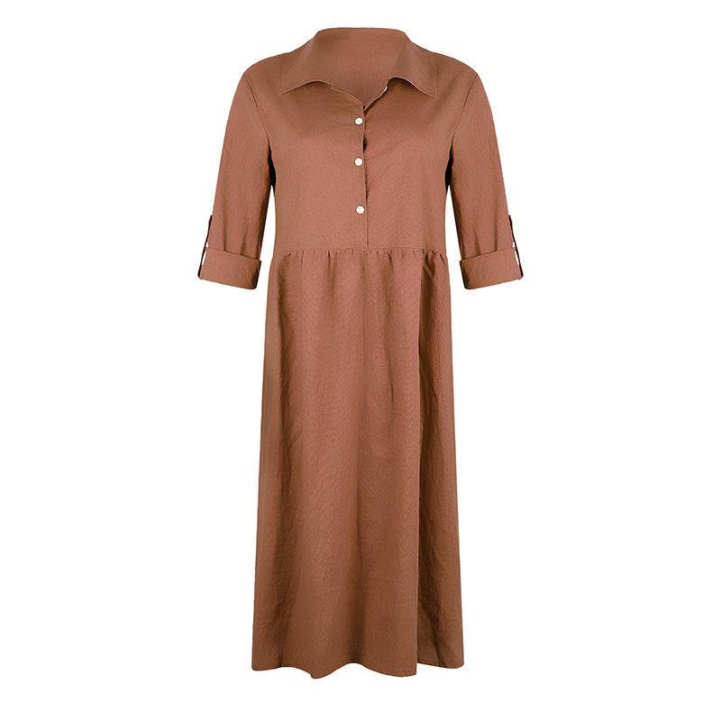 Loose button midi dress - Mubimart
