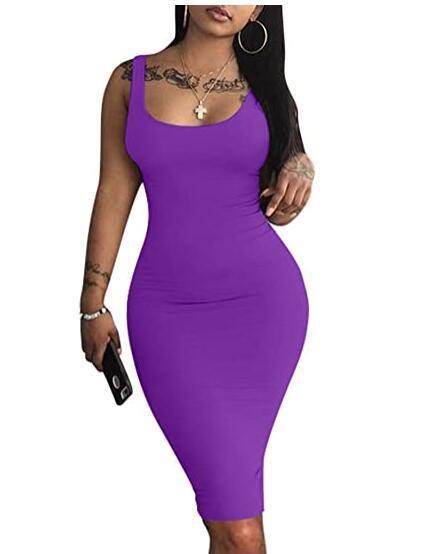 Womens Sexy Bodycon Tank Dress Sleeveless - Mubimart