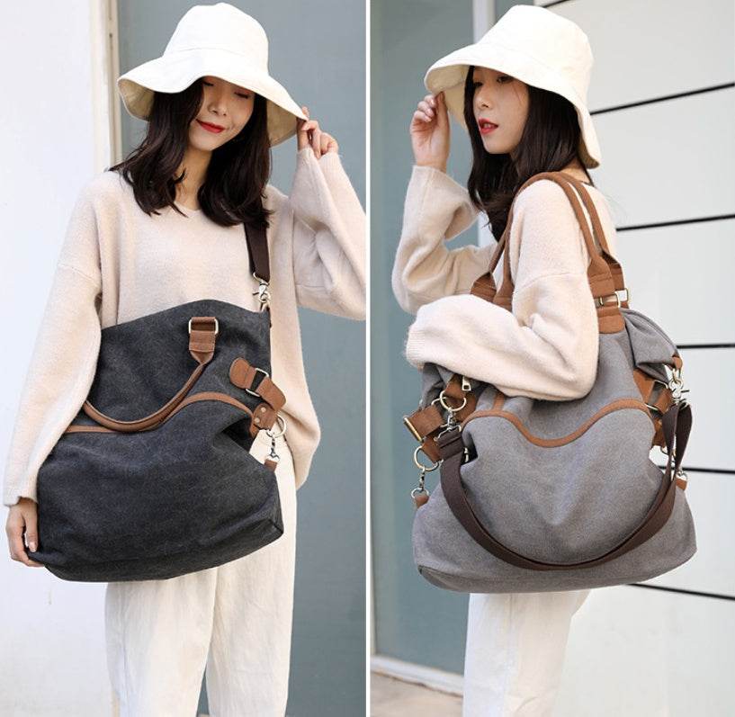 New Leisure Women Cotton Canvas Shoulder Bags High Quality Handbag Tote Shopping Bag High capacity Retro Canvas tote bag - Mubimart