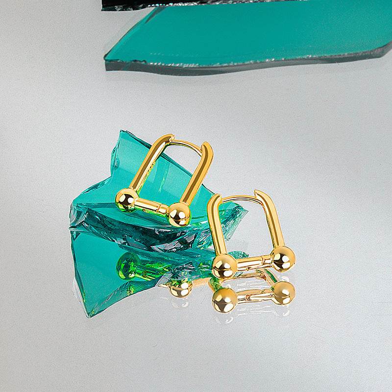 Silver Color U-Shape Women Creative Hoop Earrings Fine Jewelry - Mubimart