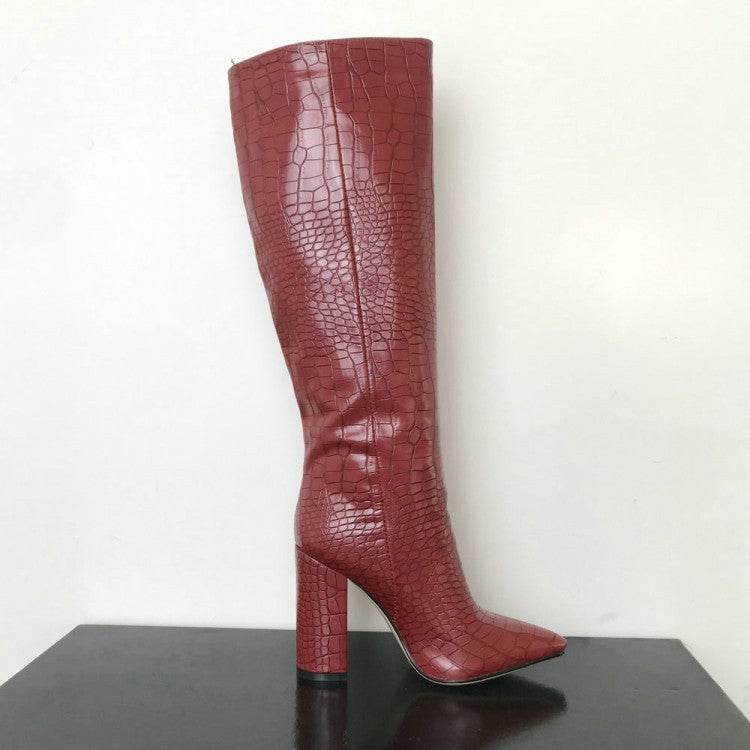 Large chunky boots for high boots for women - Mubimart