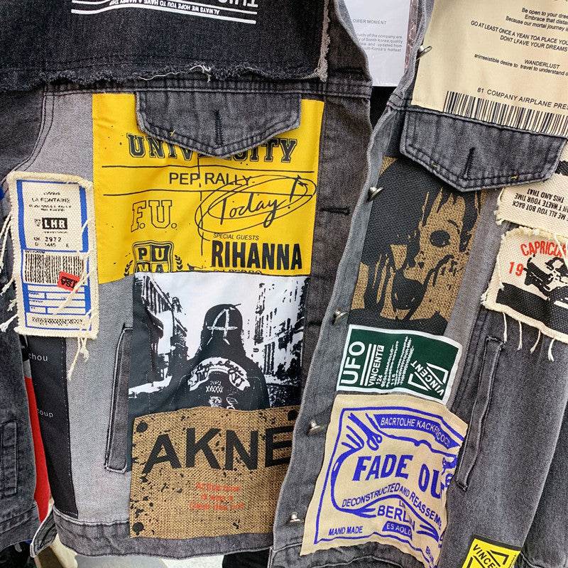 Patchwork denim jacket - Mubimart