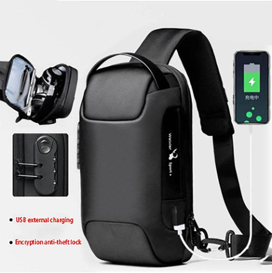 Waterproof USB Anti-theft Bag Men Oxford Crossbody Shoulder Bag Sling Multifunction Short Travel Messenger Chest Pack - Mubimart