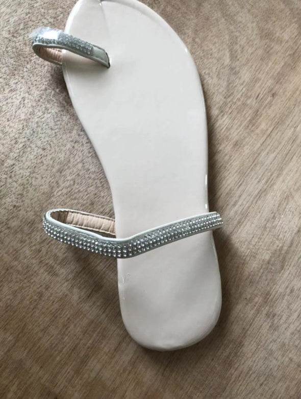 Diamond flat sandals slippers - Mubimart
