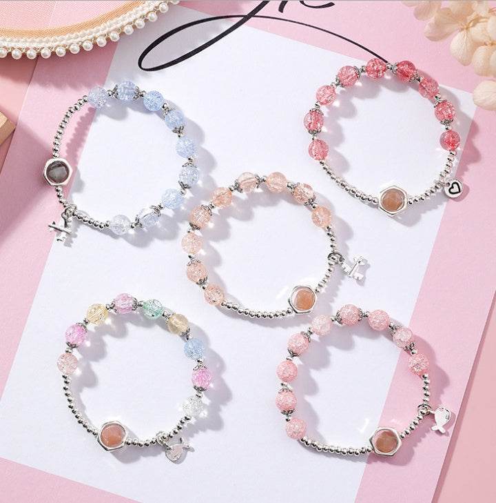 Individuality Cracked Beads Single Circle Beaded Bracelet Women - Mubimart
