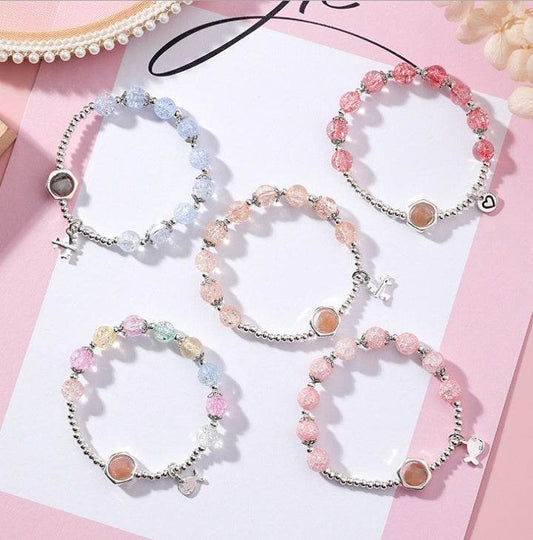 Individuality Cracked Beads Single Circle Beaded Bracelet Women - Mubimart