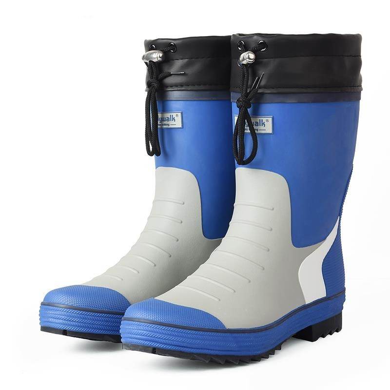 Warm Rain Boots Men's One Body Plus Velvet Thickened Rain Boots - Mubimart