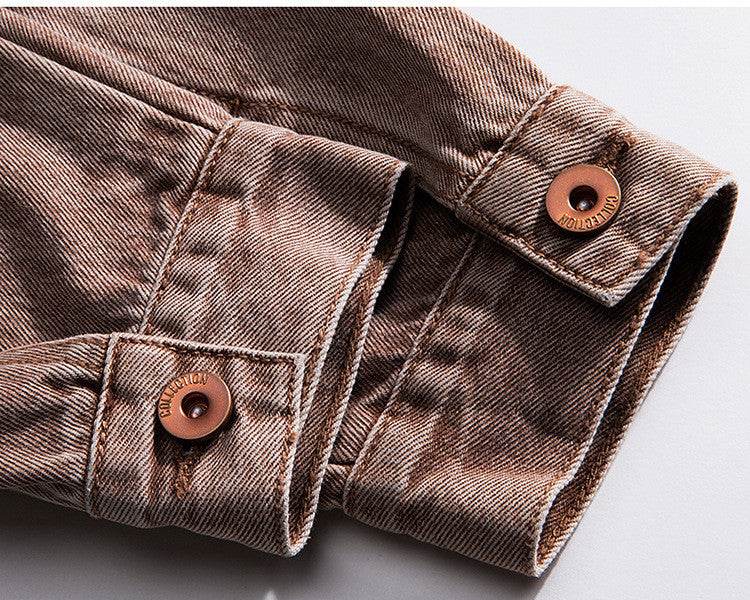 Mens Vintage Denim Jacket Cross - Mubimart