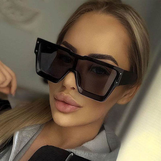 Oversized One Lens Square Sunglasses Fashion Men Women - Mubimart