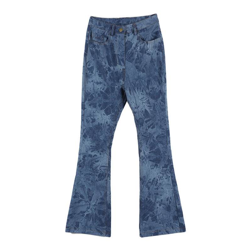 Women's Tie Dyed Bootcut Jeans High Waist Slim Skinny Fit - Mubimart