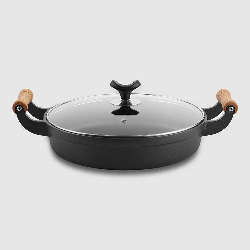 31cm Cast Iron Pot Thickened Binaural Pan Uncoated - Mubimart