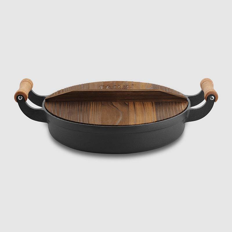 31cm Cast Iron Pot Thickened Binaural Pan Uncoated - Mubimart