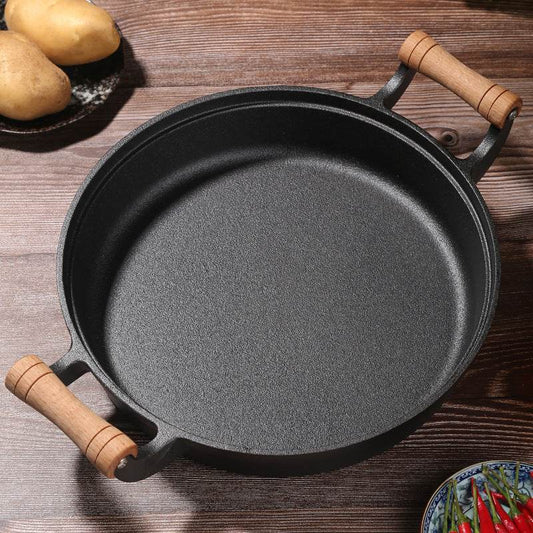 31cm Cast Iron Pot Thickened Binaural Pan Uncoated - Mubimart