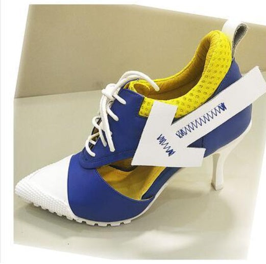 White Lace-up Personality Fashion Casual Sports High Heels Women