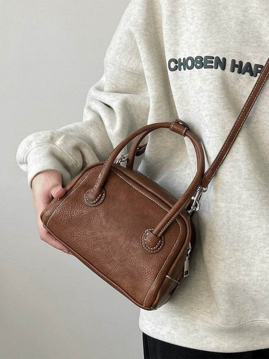Korean Style Niche Maillard Bowling Versatile Casual Ins Handbag Crossbody Bag Women - Mubimart