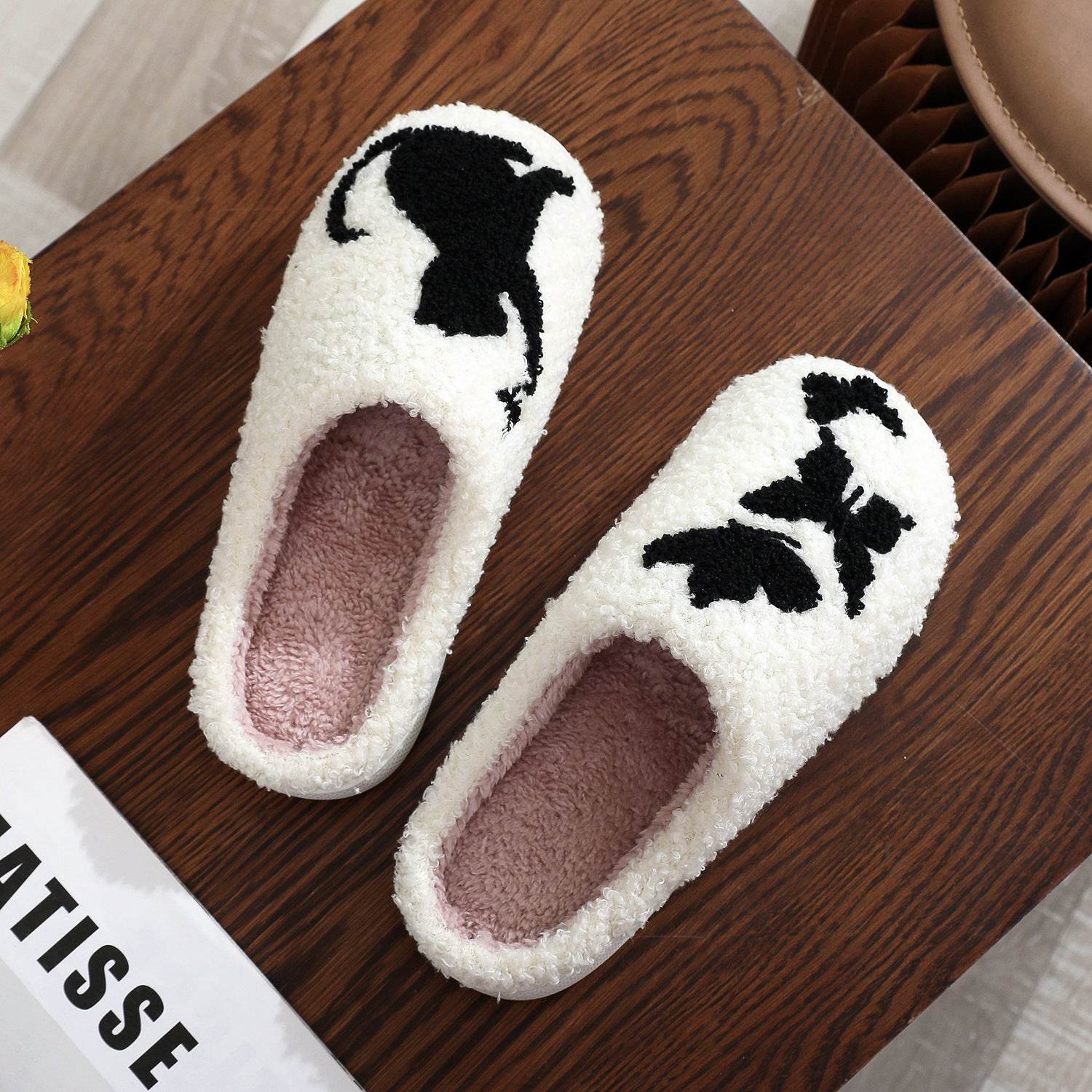 Embroidery Cotton Slippers Home Winter Comfortable Woolen Slipper - Mubimart