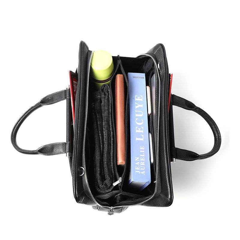 Men's Large Capacity Leather Briefcase - Mubimart
