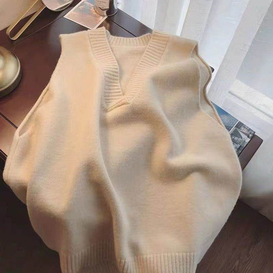 Inner Wear Sleeveless Knit Vest Collar Sweater Vest For Women - Mubimart