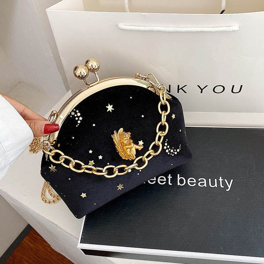 Girls velvet crossbody handbag - Mubimart