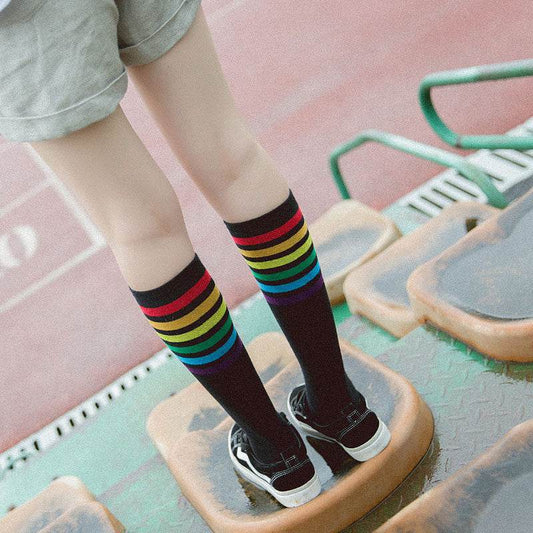 Calf socks stripe movement and knee high hose - Mubimart