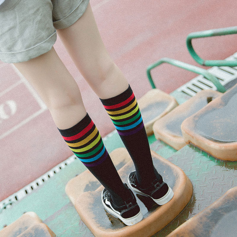 Calf socks stripe movement and knee high hose - Mubimart -  