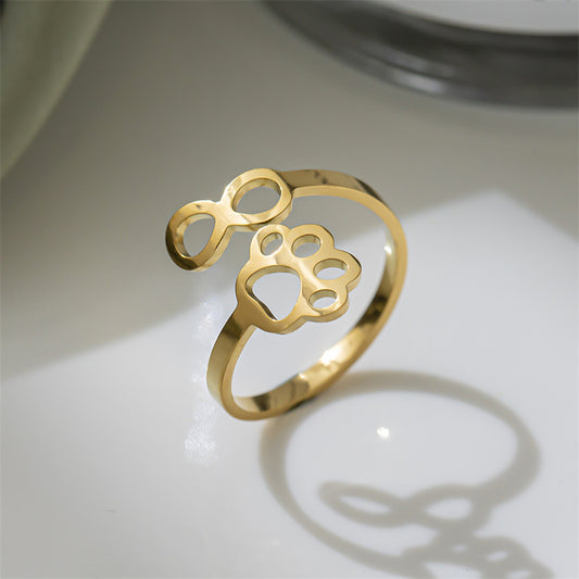 Simple 8-word Dog's Paw Open Tail Ring Women