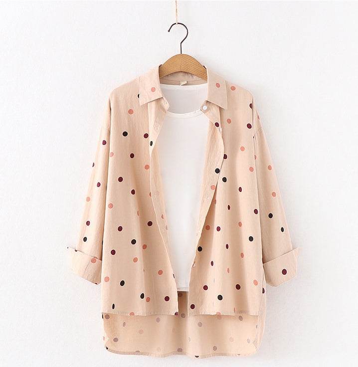 Women Polka Dot Print Blouse Shirts - Mubimart