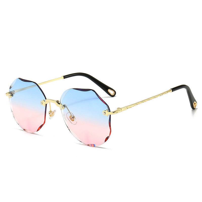 Polygonal Sunglasses Women Rimless Trimmed Sunglasses - Mubimart