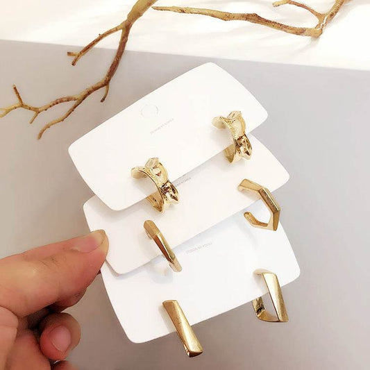 Circle Hoop Golden Metal Earrings for Women - Mubimart