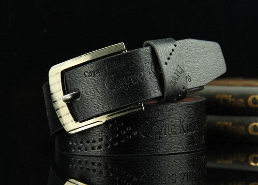 Pin buckle belt men's belt retro hollow casual belt - Mubimart