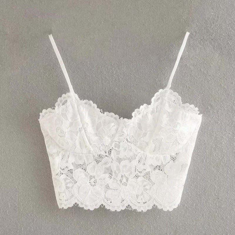 Lace underwear top with camisole - Mubimart -  