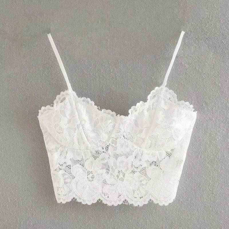 Lace underwear top with camisole - Mubimart