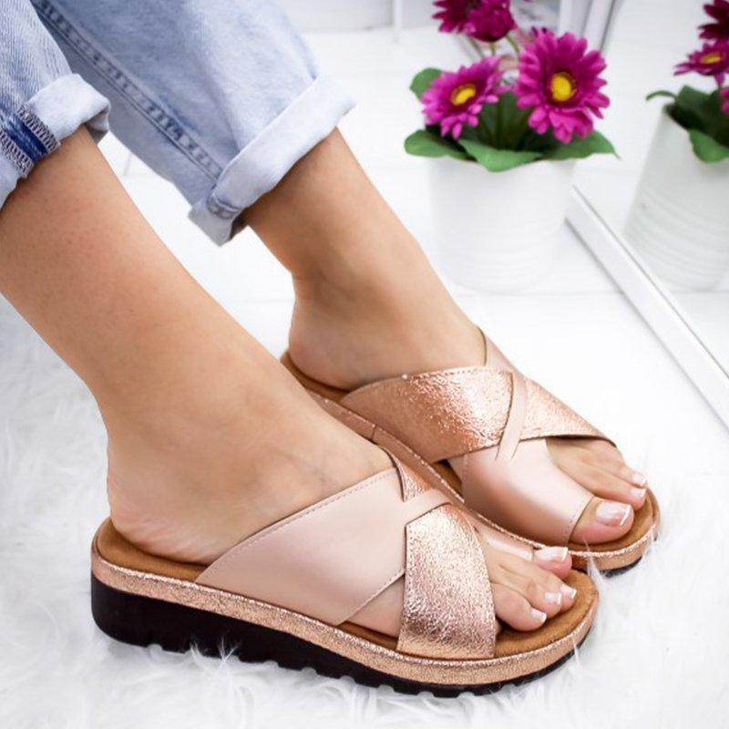 Toe mid heel wedge sandals - Mubimart