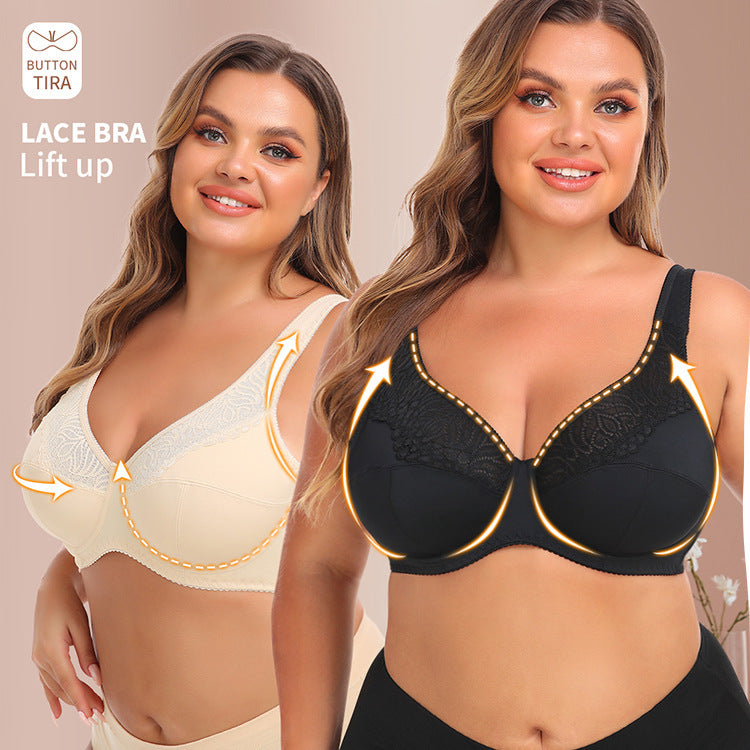 Lace Steel Ring Plus Size Women's Bra - Mubimart - Plus Size bra 