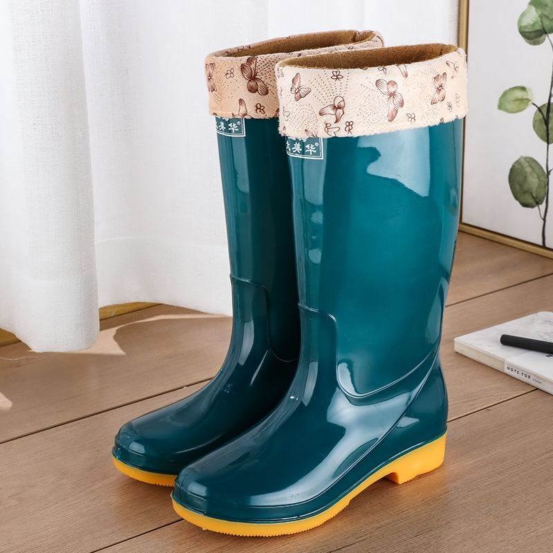 Rain boots waterproof shoes rubber shoes women - Mubimart