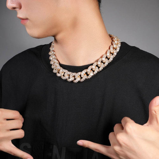 Mens Fashion Personalized Square Zirconium Cuban Bracelet Necklace - Mubimart