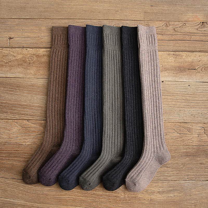Simple College Wind Over The Knee Socks - Mubimart
