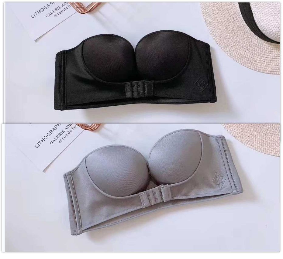 Anti-Glare One-Piece Gathered Up Strapless Bra - Mubimart -  