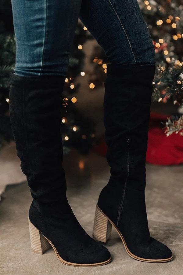 Side zip over the knee boots - Mubimart