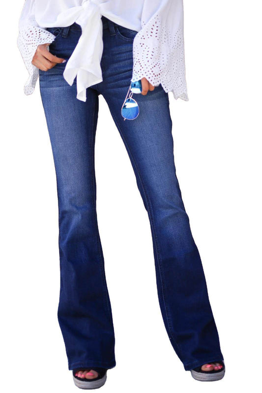 Women's mid-rise trousers bootcut jeans - Mubimart