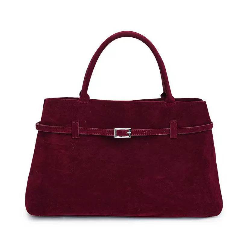 2025 Hot Sale Decorative Design Solid Faux Suede Handbag Large Capacity Casual Tote Bags For Women Tote Design Portable Shoulder Bag - Mubimart