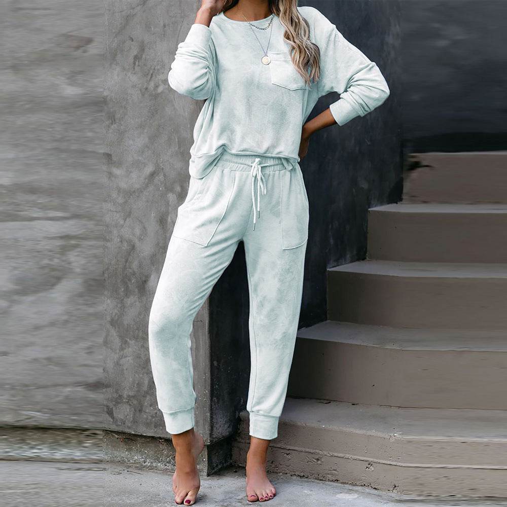 Long sleeve trousers pajama set - Mubimart