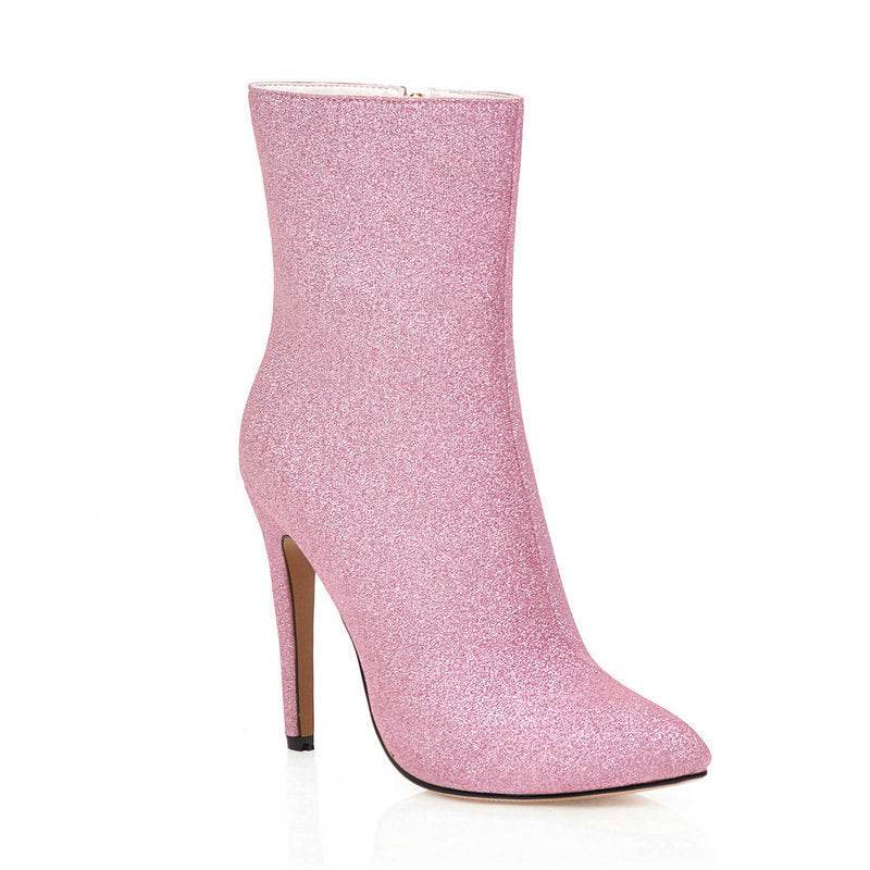 Sequined side zip stilettos - Mubimart